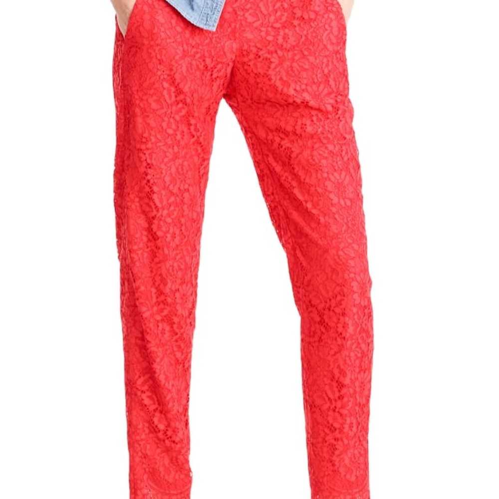 J.Crew Easy Pant Red Lace